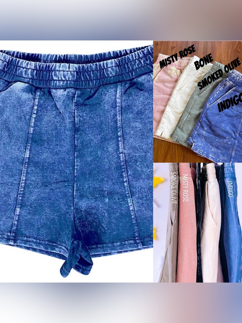 🍒BOGO50%🍒 🆕💙DOUBLE ZERO: INDIGO Super Soft Acid Wash Cotton Shorts SMALL